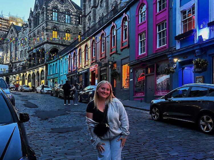 Student on a main street in Scotland